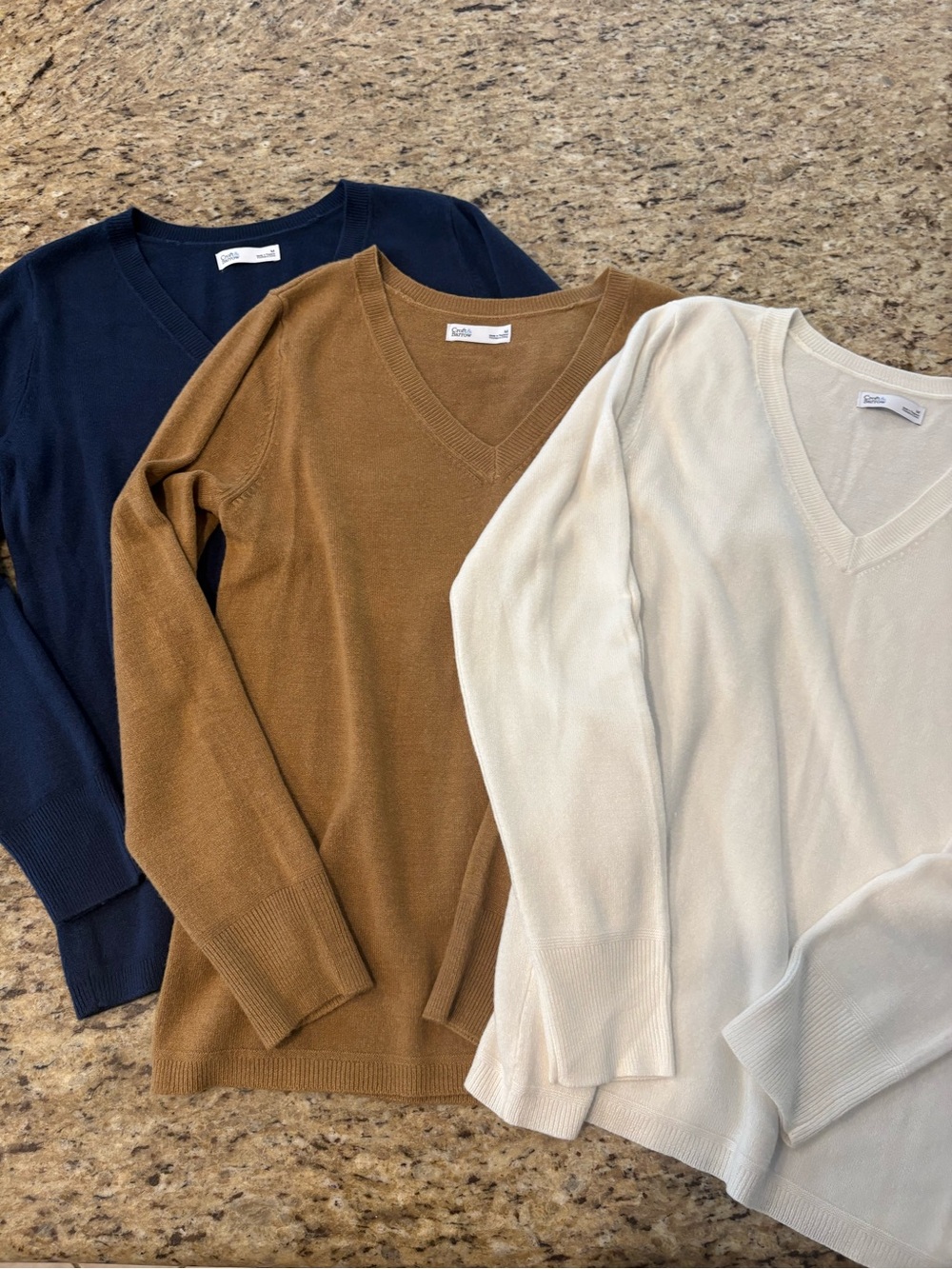 croft & barrow V-Neck Sweater Set in Navy, Camel, Ivory - Picture 4 of 16